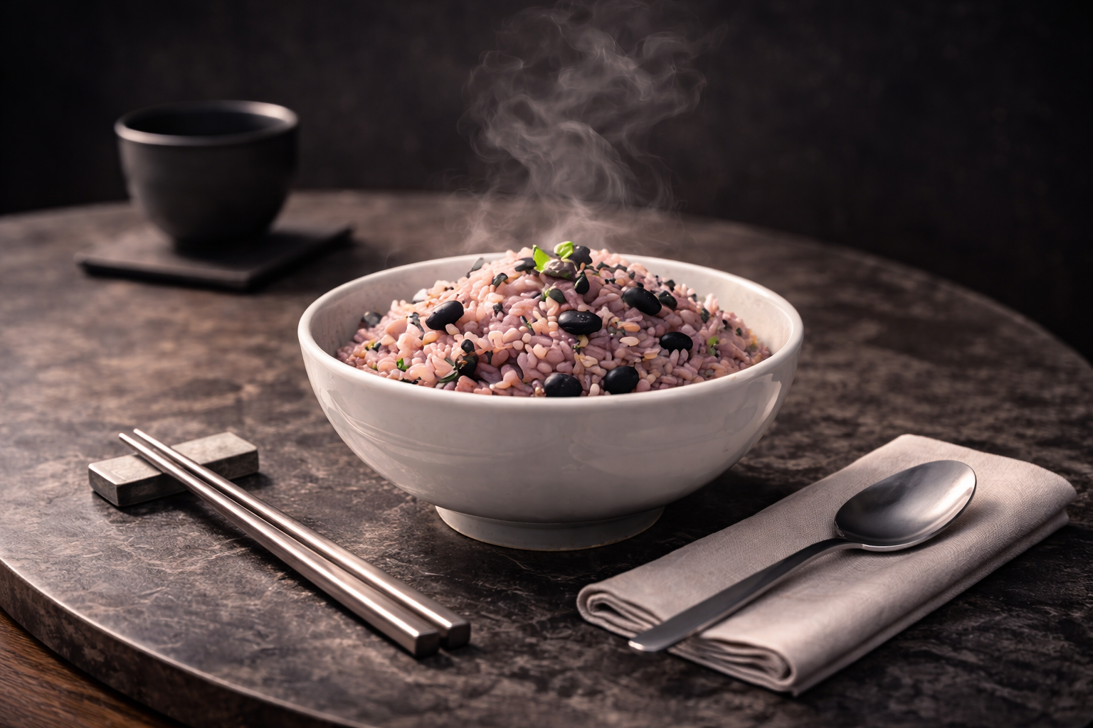 Side light: chopsticks and small side plate, moody light